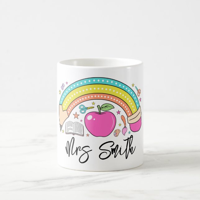 Taza De Café back School Rainbow Teacher Life (Centro)