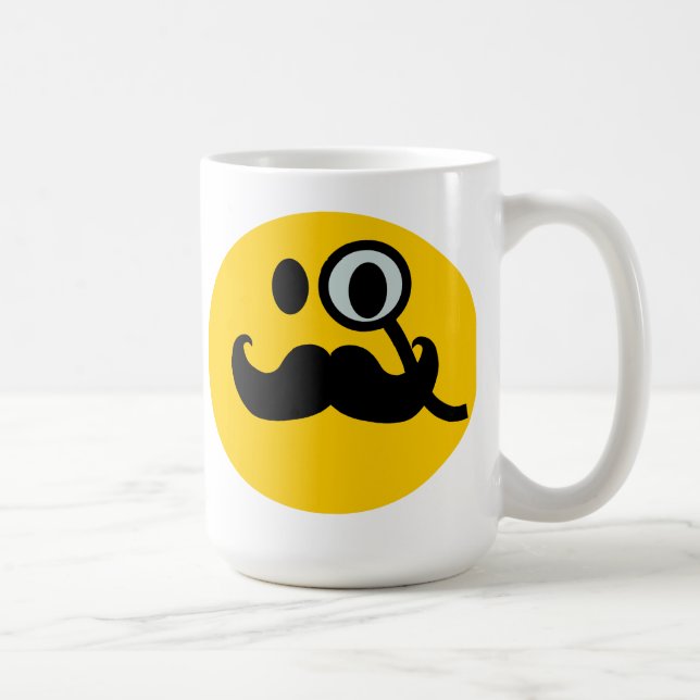 Taza De Café Backgrnd adaptable del monóculo y del bigote) (Derecha)