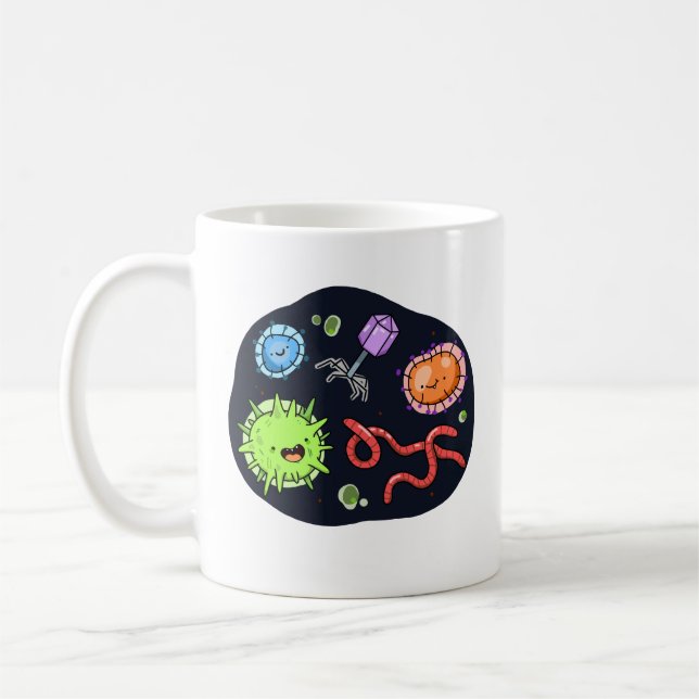 Taza De Café Bacterias de Kawaii (Izquierda)