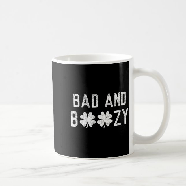 Taza De Café Bad And Boozy St Patricks Day Shamrock Green  (Derecha)