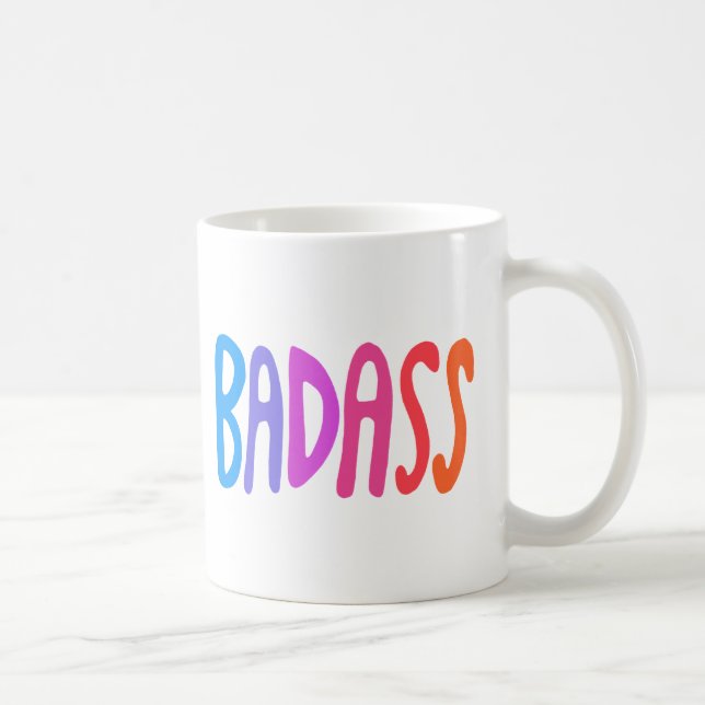 Taza De Café BADASS Cute Colorful Fun Letters (Derecha)