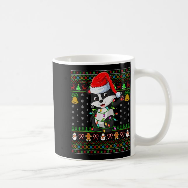 Taza De Café Badger Christmas Lights Funny Santa Ugly Sweaters  (Derecha)