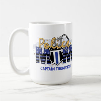 Taza De Café Badia personalizada de mamá de la policía, delgada