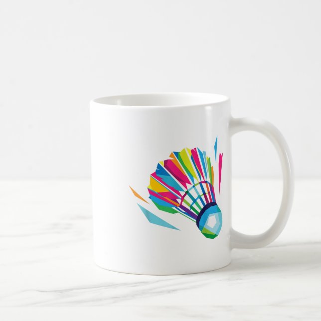 Taza De Café Badminton Shuttle Racquet Sport Badminton Pop Art  (Derecha)