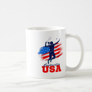 Taza De Café Badminton Usa Equipo De Apoyo Estadounidense Bande