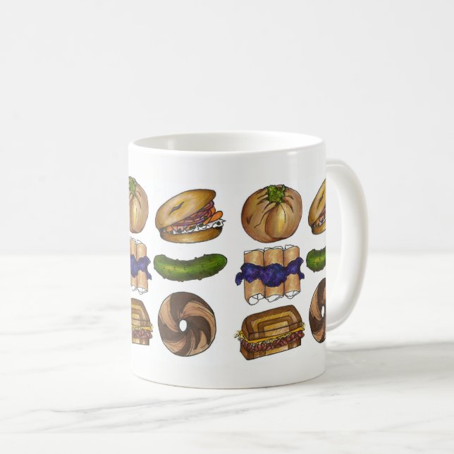 Taza De Café Bagel Pickle Knish Blintz Reuben comida judía Deli (Anverso derecho)