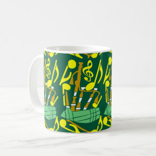 Taza De Café Bagpipes Yellow Music Notes