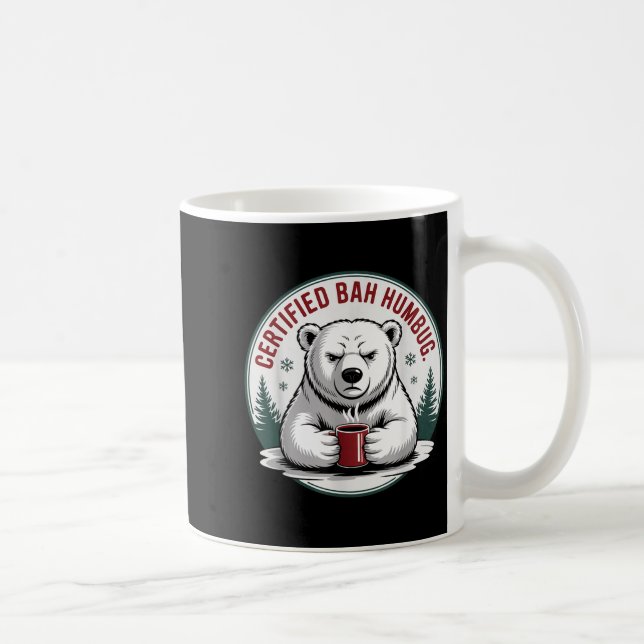 Taza De Café Bah Humbug Divertido Navidad Lar Oso Sarcástico Fi (Derecha)