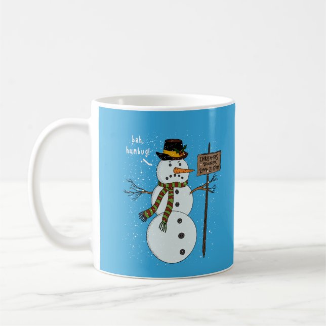 Taza De Café Bah Humbug Grumpy Navidades Snowman Introvert (Izquierda)