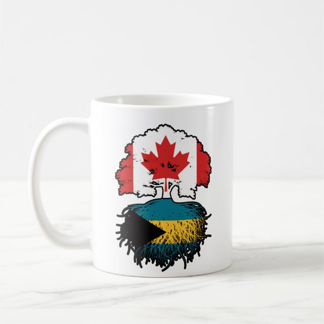 Taza De Café Bahamas Bandera de raíces de árbol canadiense baha (Izquierda)