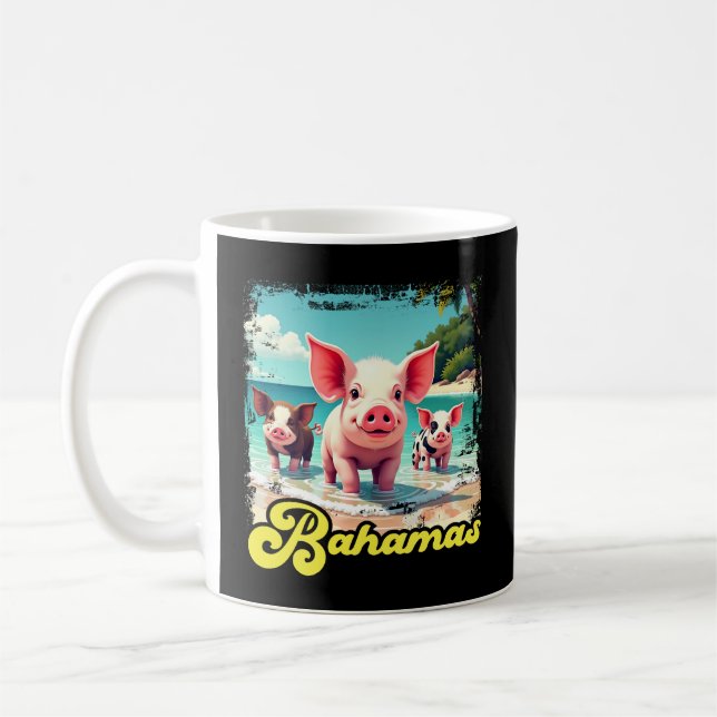 Taza De Café Bahamas Cerdos Nadando - Exuma Pig Beach Adventure (Izquierda)
