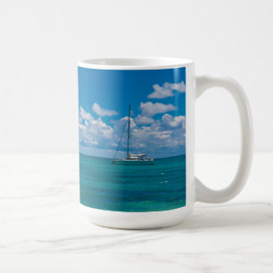 Taza De Café Bahía tropical azul paisaje marino