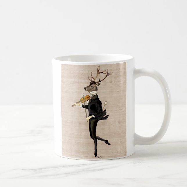 Taza De Café Bailando ciervo con violín 2 (Derecha)