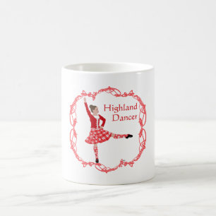Taza De Café Bailarín de las Highlands escocesas Nudo celta Roj
