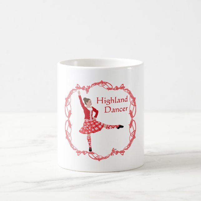 Taza De Café Bailarín de las Highlands escocesas Nudo celta Roj (Centro)