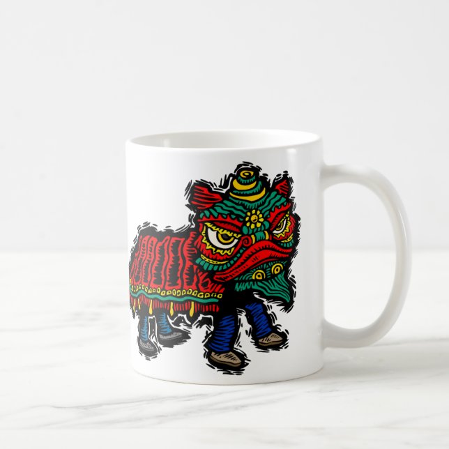 Taza De Café Bailarín de leones chino (Derecha)