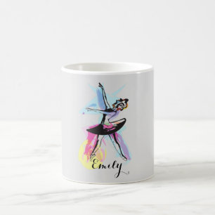 Taza De Café Bailarina Danzarina Acuarela 