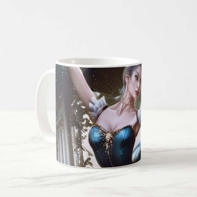 Taza De Café Bailarina de ballet en tutu azul (Anverso izquierdo)