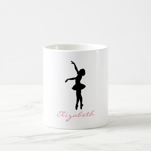 Taza De Café Bailarina de ballet silueta negra personalizada (Centro)