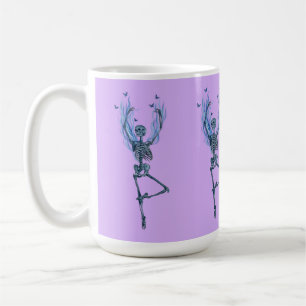 Taza De Café Bailarina de Esqueleto de Llamas Azules Arte Púrpu
