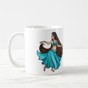 Taza De Café Bailarina de vientre serena en turquesa