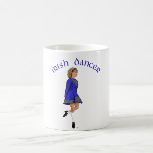 Taza De Café Bailarina Irlandesa Rubia en Azul