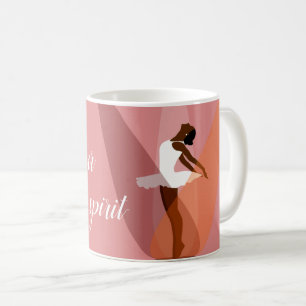 Taza De Café Bailarina negra, bailarina de ballet rosa negro