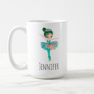 Taza De Café Bailarina Pink And Aqua Ballerina