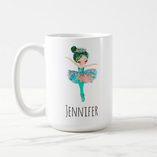 Taza De Café Bailarina Pink And Aqua Ballerina (Izquierda)
