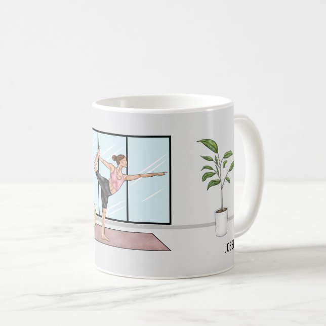 Taza De Café Bailarina Pose Yoga Natarajasana Con Nombre Person (Anverso derecho)