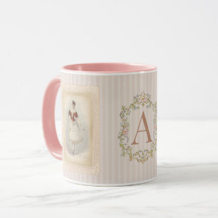 Taza de café Bailarina Vintage en Rojo Suave y Tau