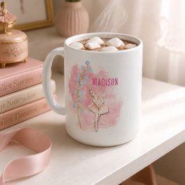 Taza De Café Bailarina y Flor de lirio de los valles sobre rosa