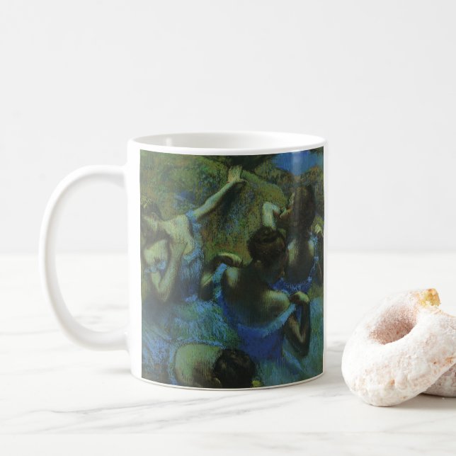 Taza De Café Bailarinas azules de Edgar Degas, impresionismo vi (Con donut)