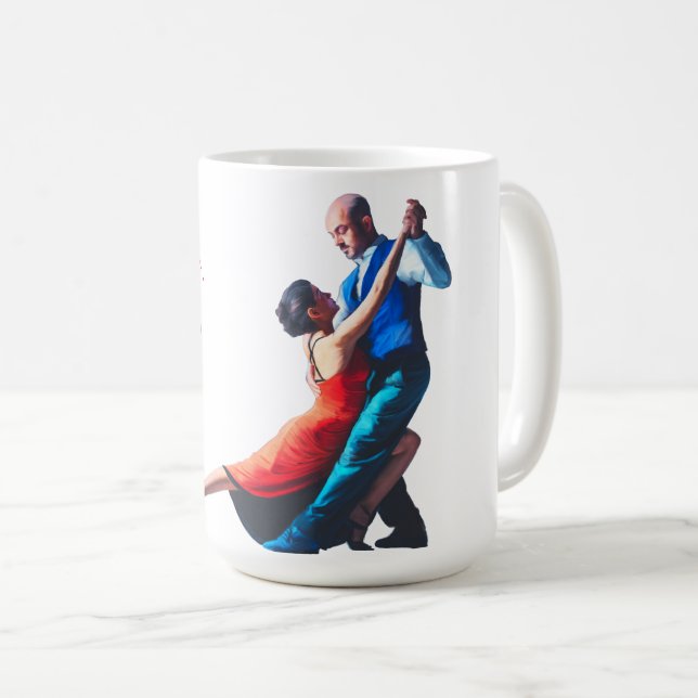 Taza De Café Bailarinas de tango - pintura a mano (Anverso derecho)