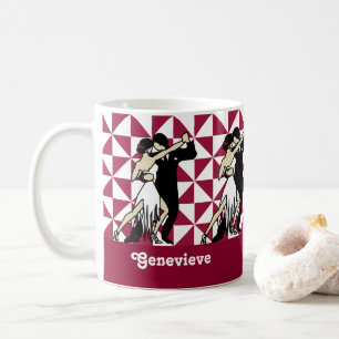Taza De Café Bailarinas de tango ventilado geométrico