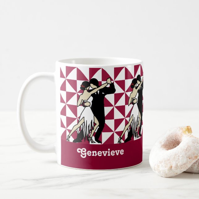 Taza De Café Bailarinas de tango ventilado geométrico (Con donut)