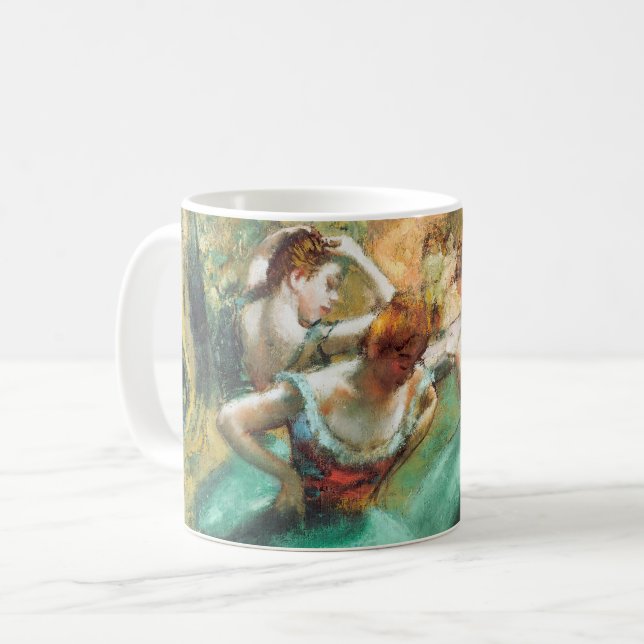 Taza De Café Bailarinas rosas y verdes de Edgar Degas (Anverso izquierdo)