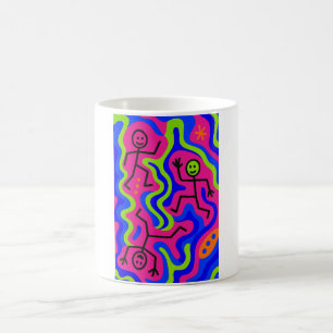 Taza De Café Baile cósmico - Neon Stickmen Mug