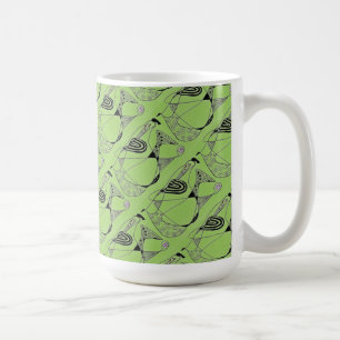 Taza De Café "Baile de gallina en un mosaico verde" Resumen Dis