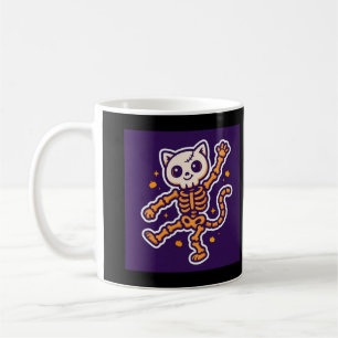 Taza De Café Baile de gato esqueleto Halloween