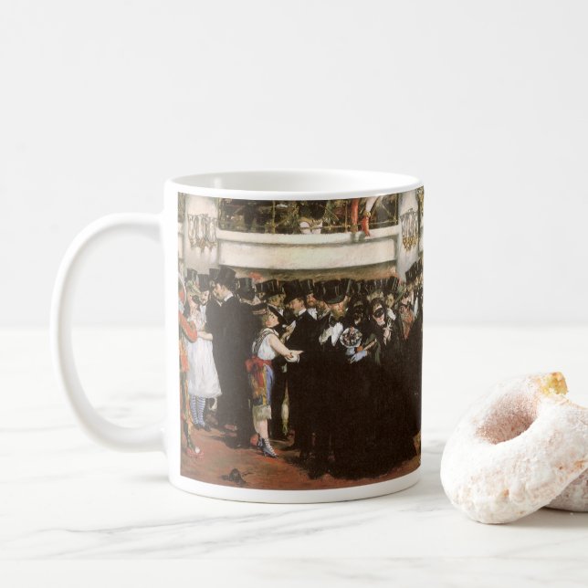Taza De Café Baile de Máscaras en la Ópera de Edouard Manet (Con donut)