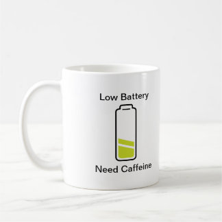 Taza De Café Baja batería necesita cafeína