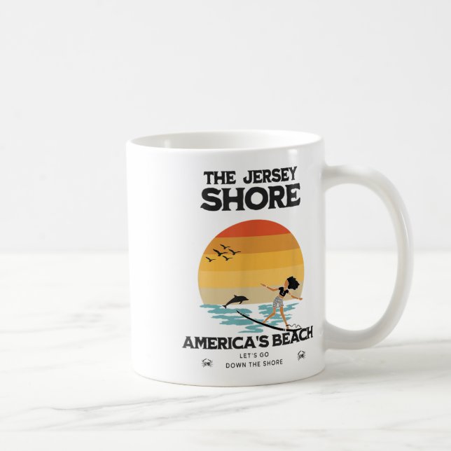 Taza De Café Bajemos A La Orilla En New Jersey Beach Ee.Uu. (Derecha)