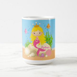 Taza De Café Bajo el nombre personalizado de la sirena cutánea