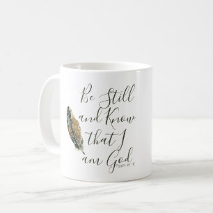 Taza De Café Bajo sus alas Pluma de color de agua Salmo 46