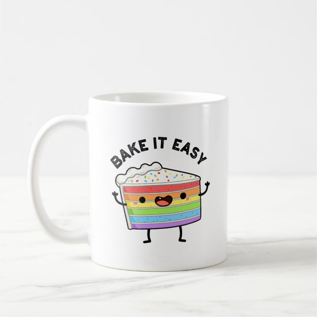 Taza De Café Bake It Easy Funny Cake Pun (Izquierda)