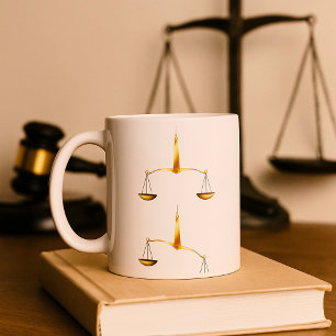 Taza De Café Balanza de Justicia Dorada Equilibrada vs No Equil