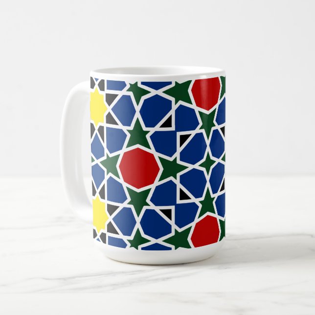 Taza De Café Baldosa de diseño del Patrón Geométrico Mosaico de (Anverso izquierdo)