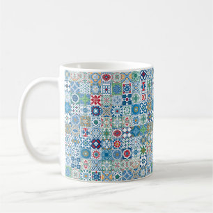 Taza De Café Baldosa marroquí - azul y rojo
