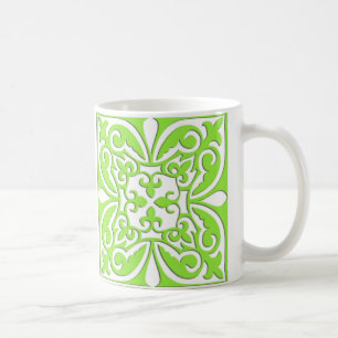 Taza De Café Baldosa marroquí - verde cal y blanco